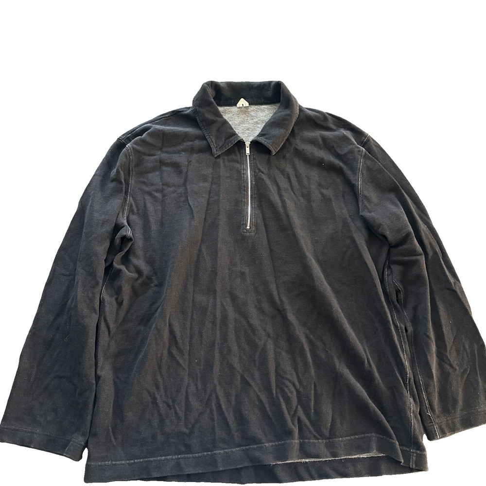 Arket Half-Zip Pullover Sweatshirt Selvedge Dye  Mens Size Large Black